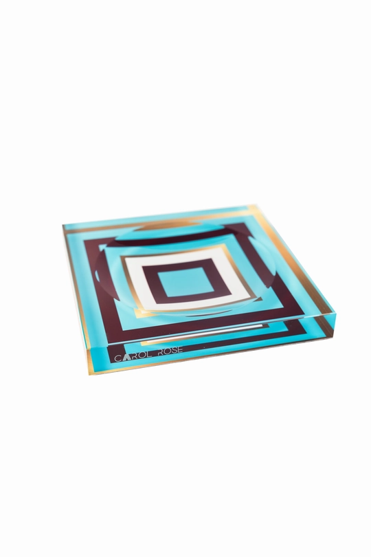 Candy Bowl - Gold & Blue Squares