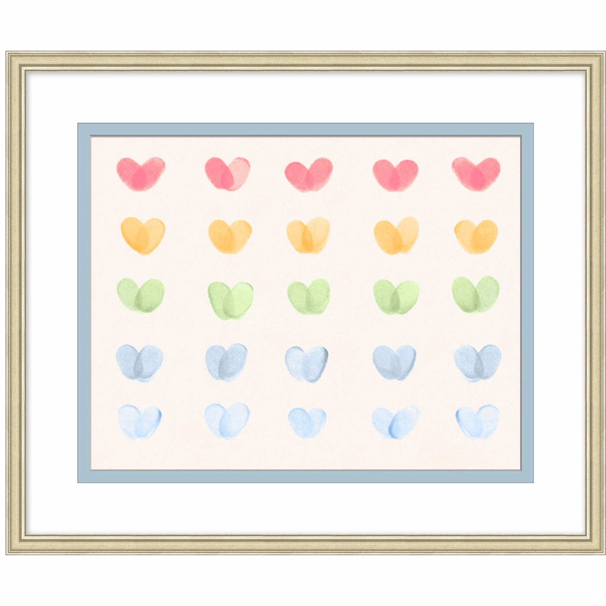Cascading Rainbow Hearts Framed Wall Art 