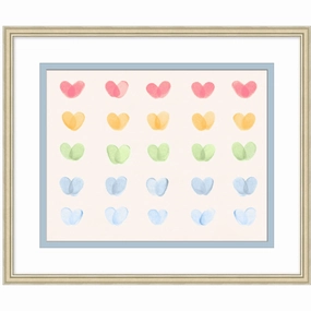 Cascading Rainbow Hearts Framed Wall Art 