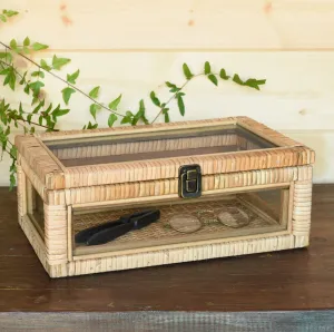 Cayman Rattan and Glass Rectangle Case 