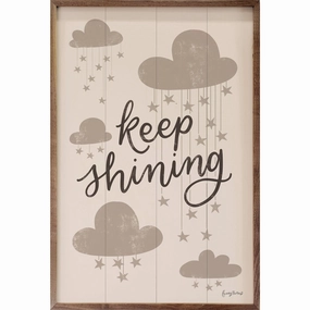Celestial Boho Keep Shining Wood Framed Print 