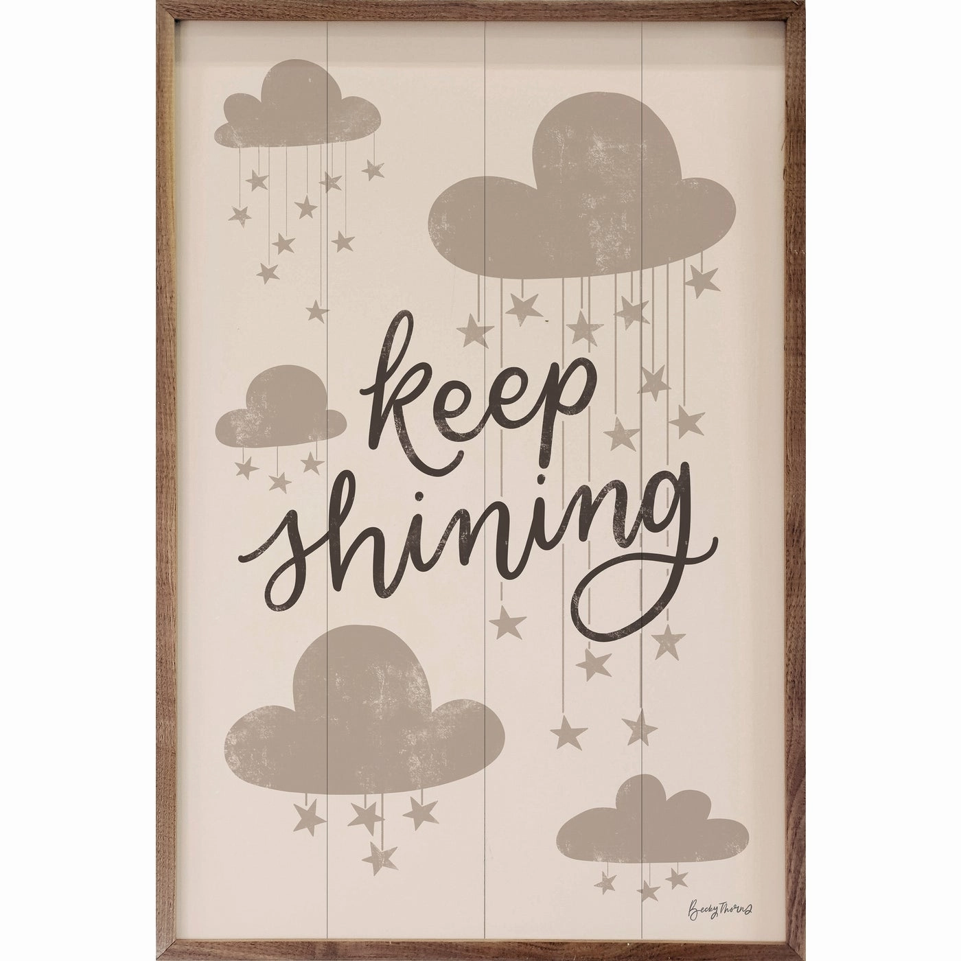 Celestial Boho Keep Shining Wood Framed Print 