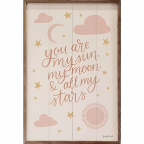 Celestial Boho Stars Wood Framed Print 
