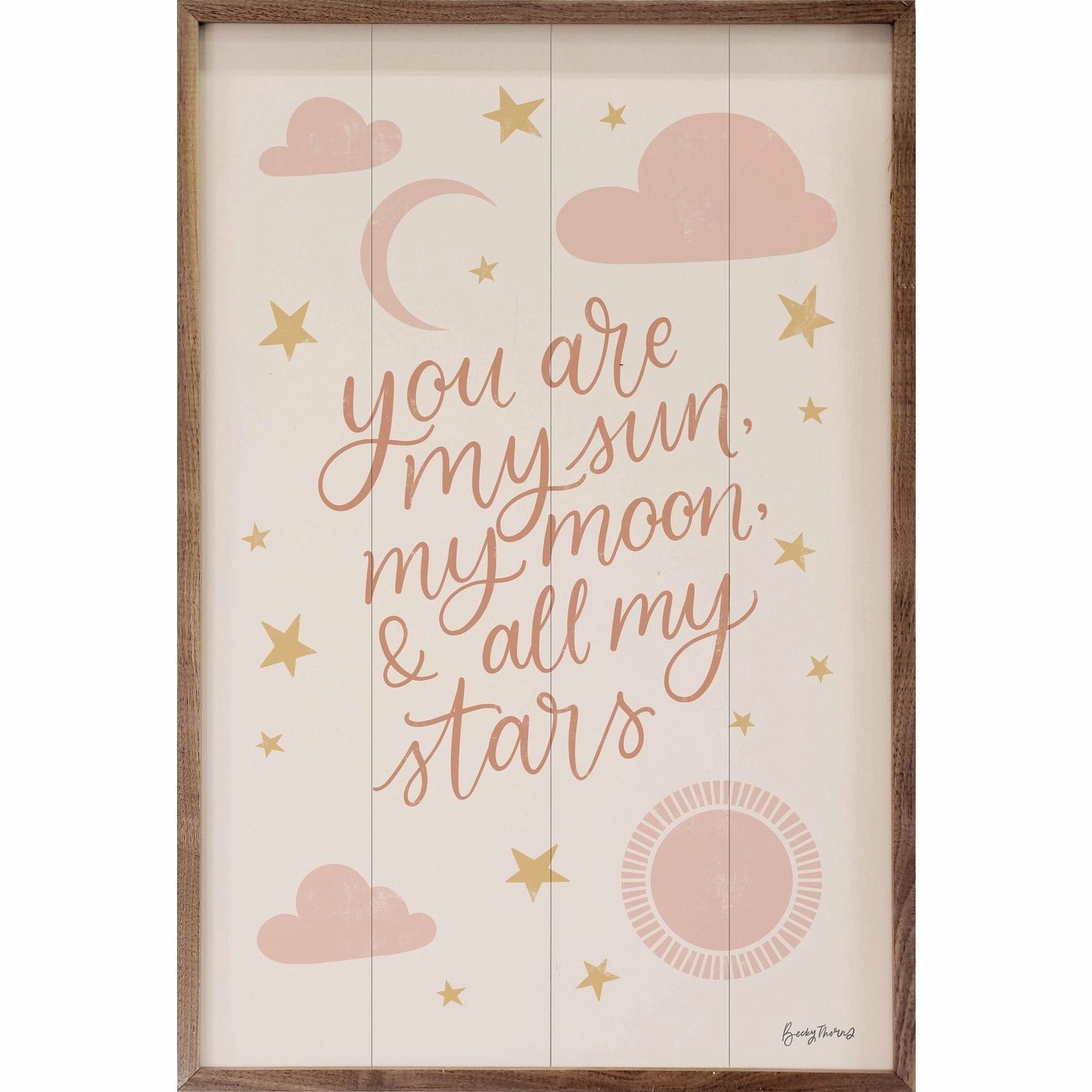 Celestial Boho Stars Wood Framed Print 