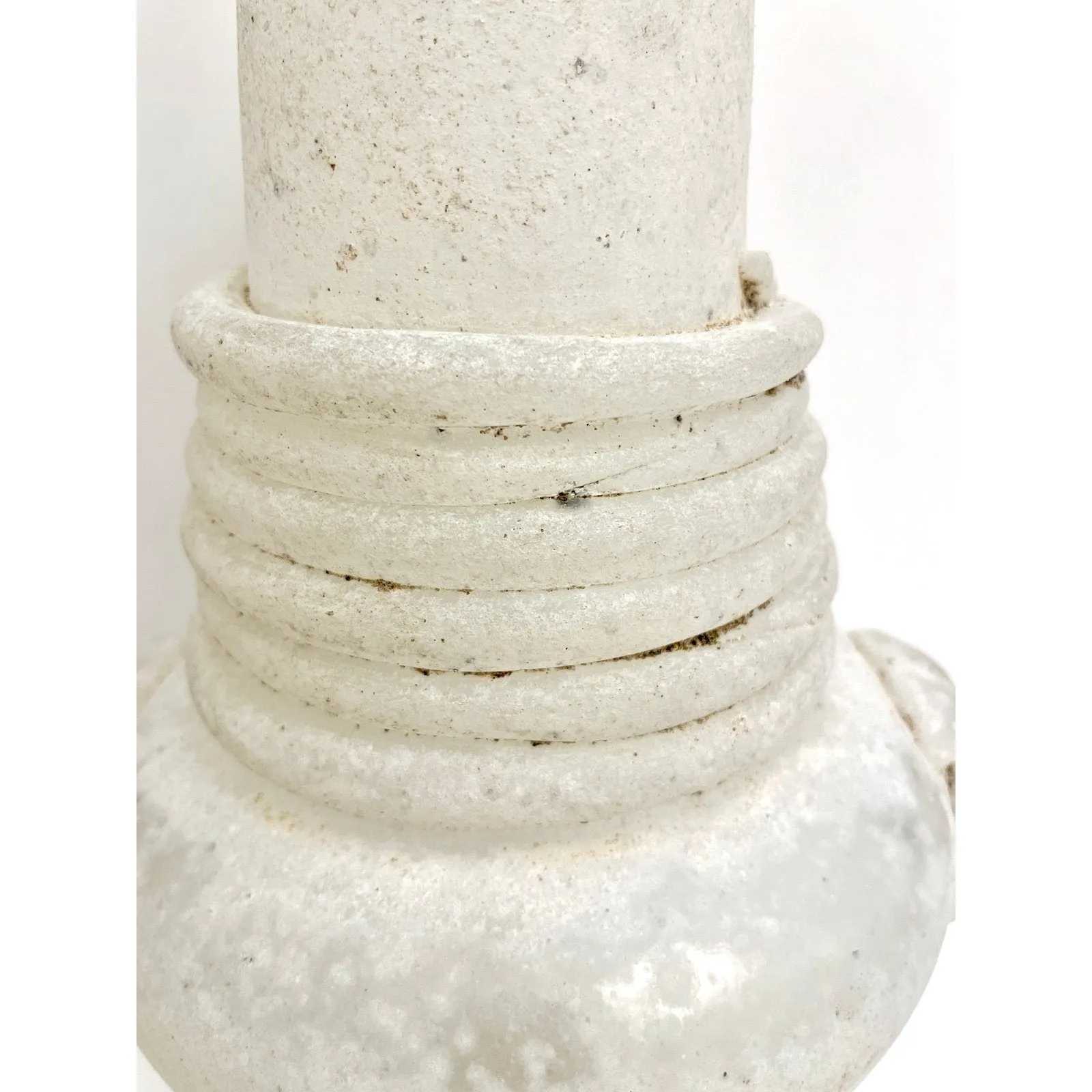 Cenedese 1950s Mid-Century Modern Italian White Scavo Murano Glass Round Vase