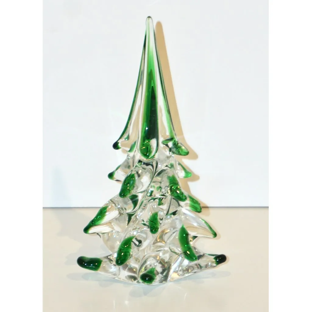 Cenedese 1980 Italian Modern Forest Green Spike Murano Glass Tree Sculpture