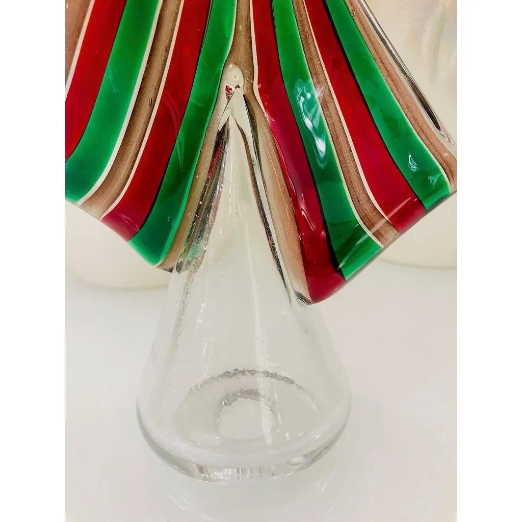 Cenedese 1980 Italian Vintage Green Red Copper Murano Glass Large Tree Sculpture