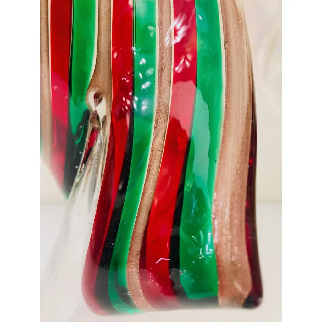Cenedese 1980 Italian Vintage Green Red Copper Murano Glass Large Tree Sculpture