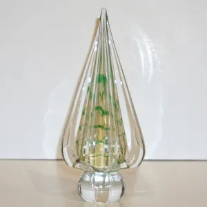 Cenedese 1980s Italian Vintage Green Gold Crystal Murano Glass Tree Sculpture 