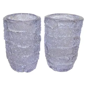 Cenedese Italian Pair of Pink Amethyst Aqua Blue Alexandrite Murano Glass Vases 