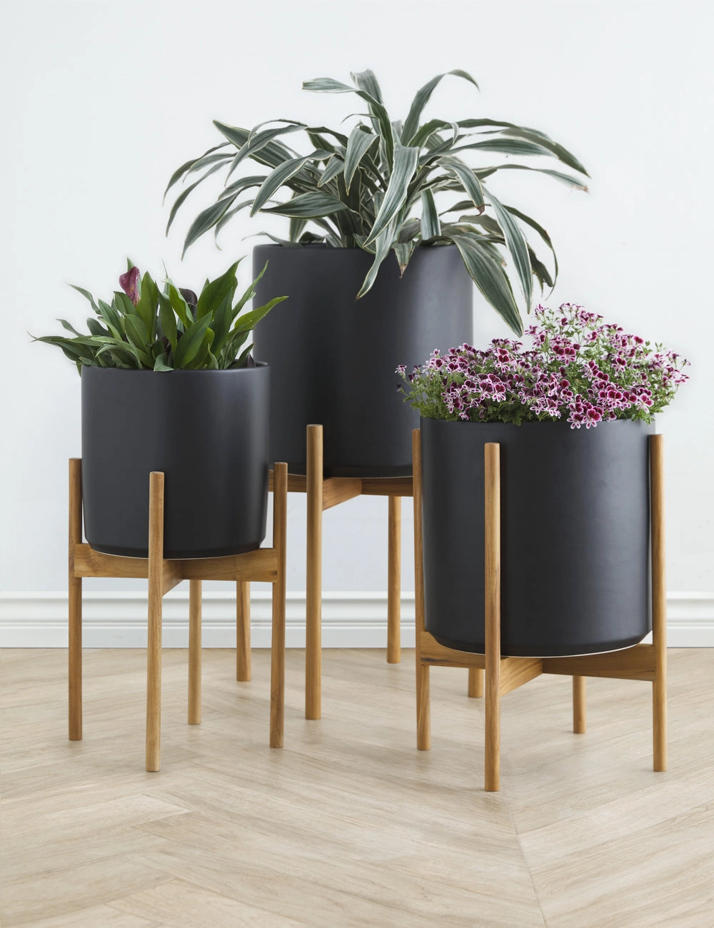 Ceramic Planter Pot   Teak Stand by LBE Design