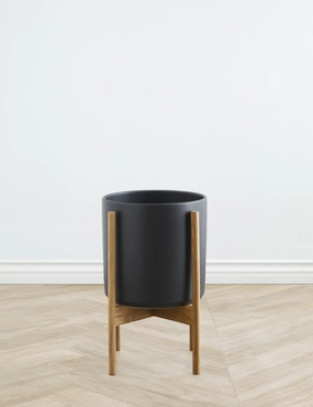 Ceramic Planter Pot   Teak Stand by LBE Design 