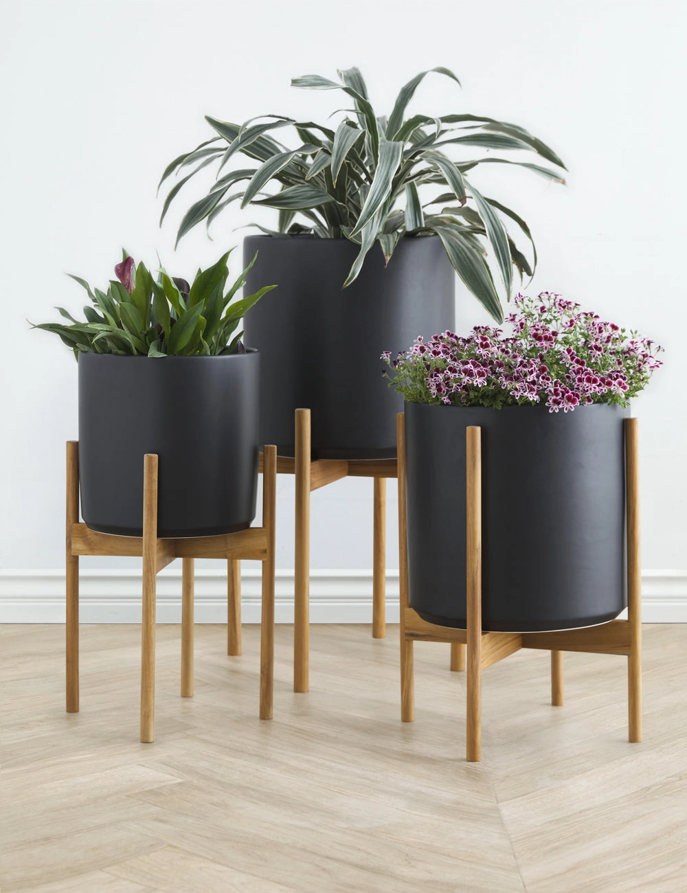 Ceramic Planter Pot   Teak Stand by LBE Design