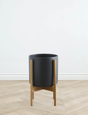 Ceramic Planter Pot   Teak Stand by LBE Design 