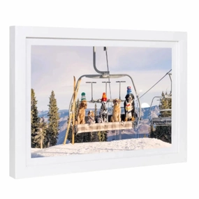 Chairlift Pups Aspen Horizontal Mini Framed Print by Gray Malin 