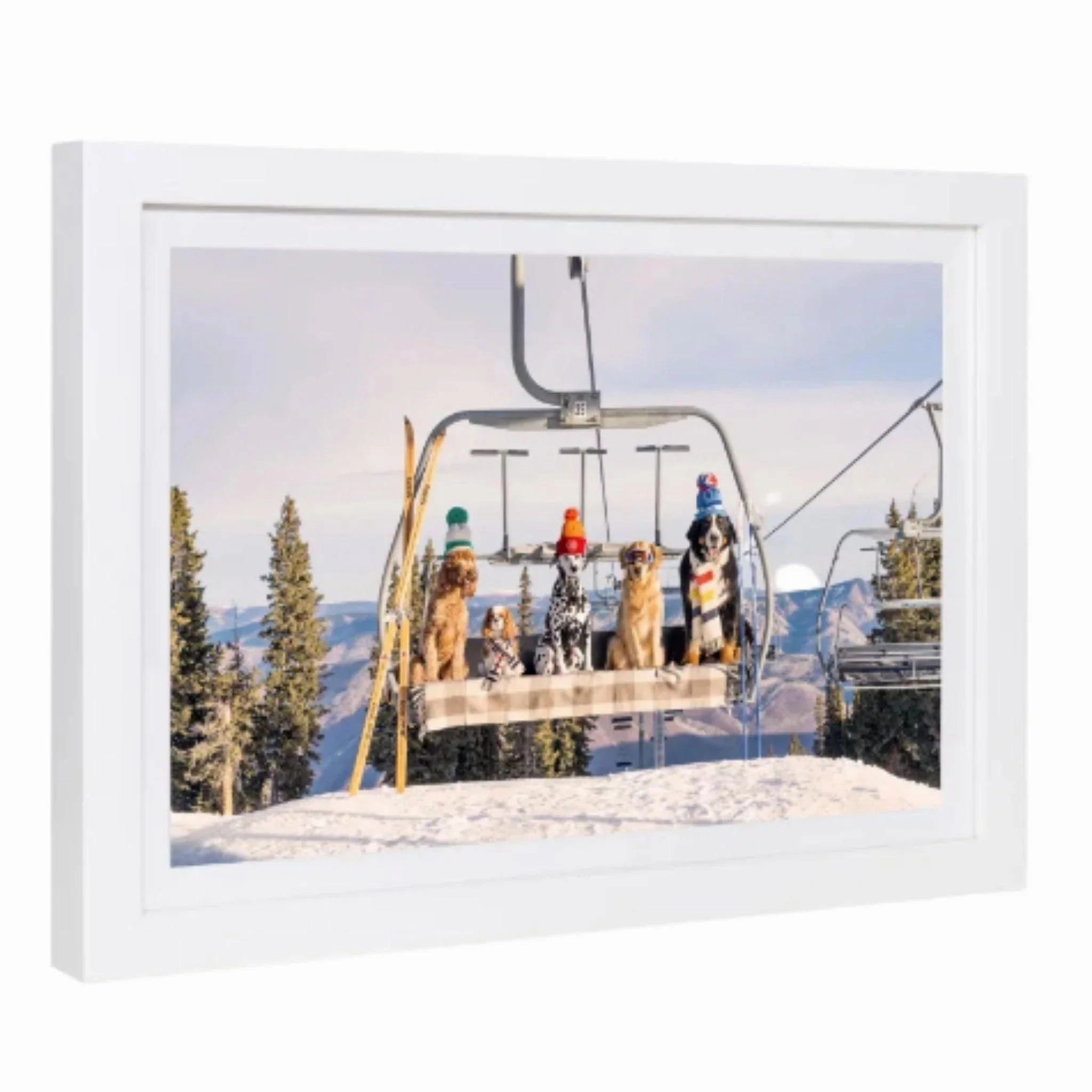 Chairlift Pups Aspen Horizontal Mini Framed Print by Gray Malin 