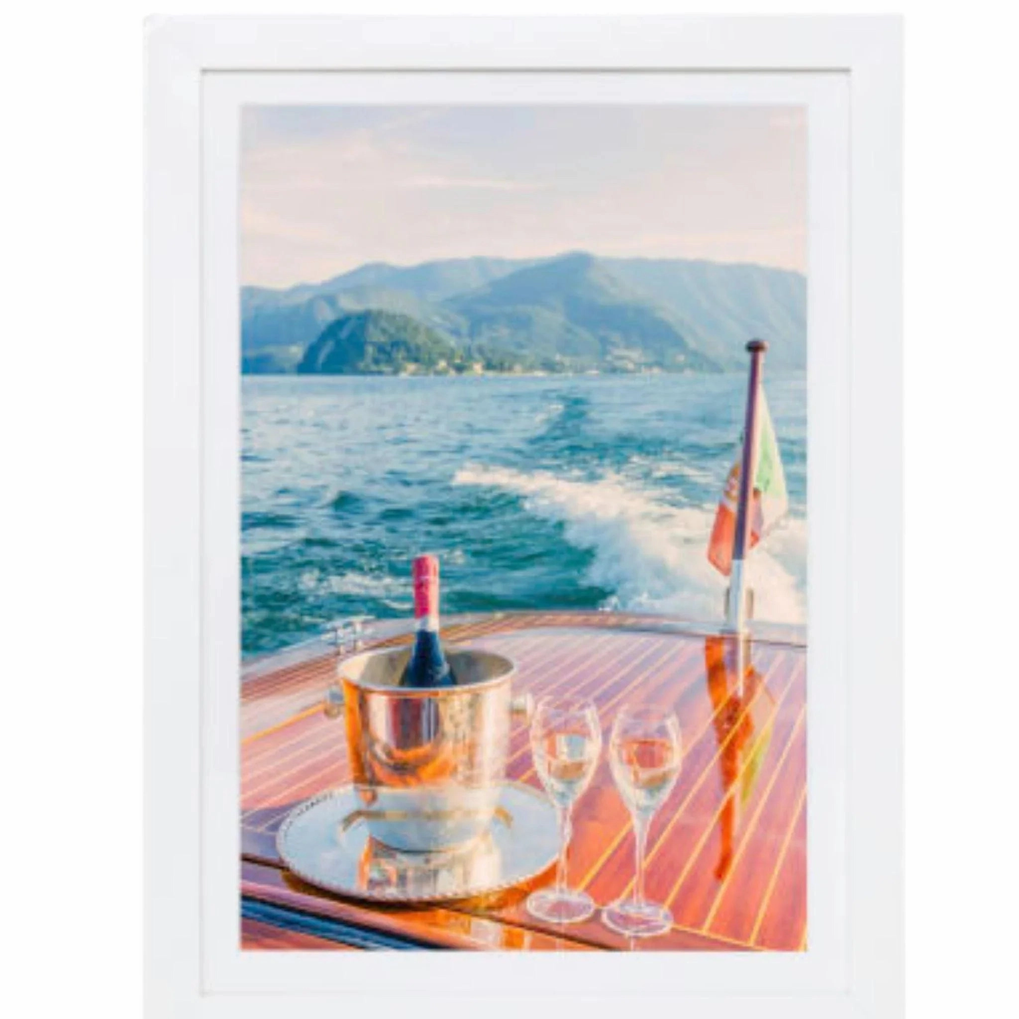 Champagne on Lake Como Mini Framed Print by Gray Malin
