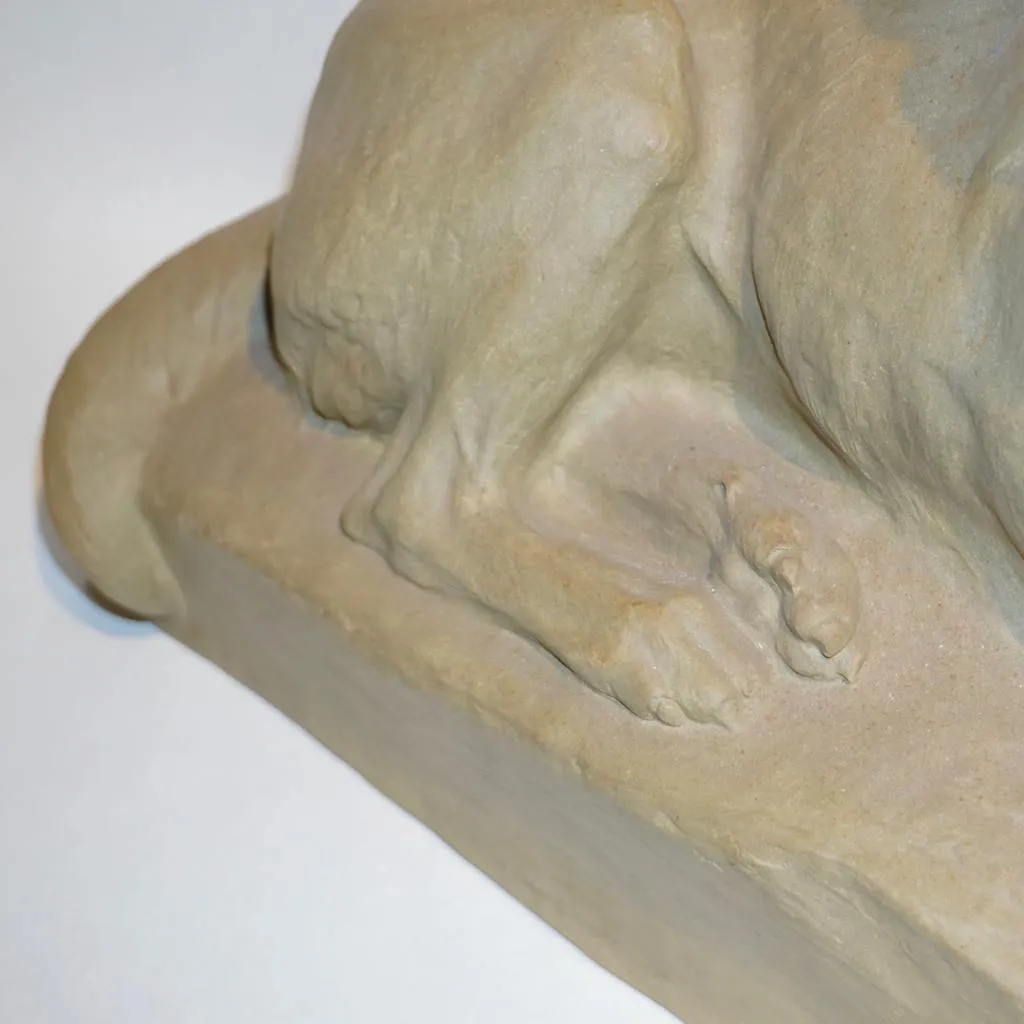 Charles Virion 1920 Antique Gray Terracotta Sculpture of a German Shepherd Dog