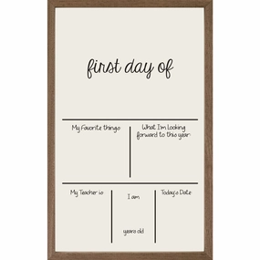 Child's First Day Of School Wood Framed Whiteboard 