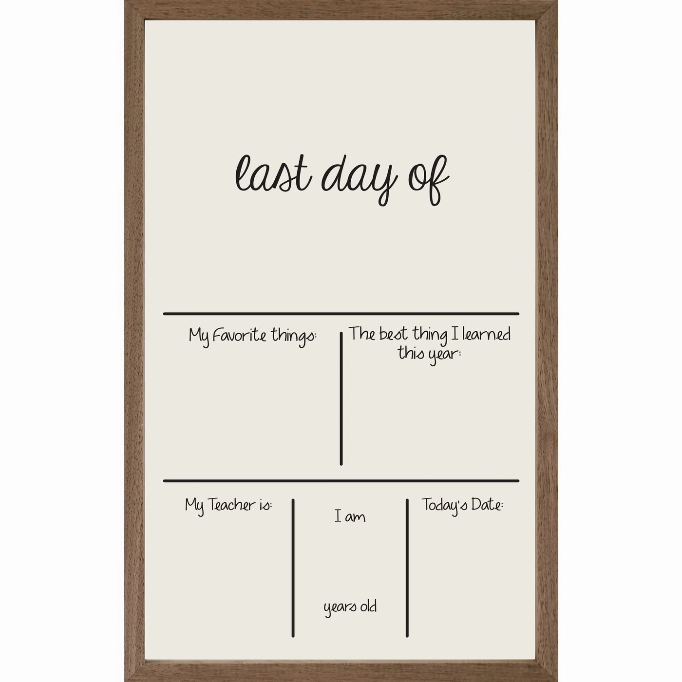 Child's Last Day Of School Wood Framed Whiteboard 