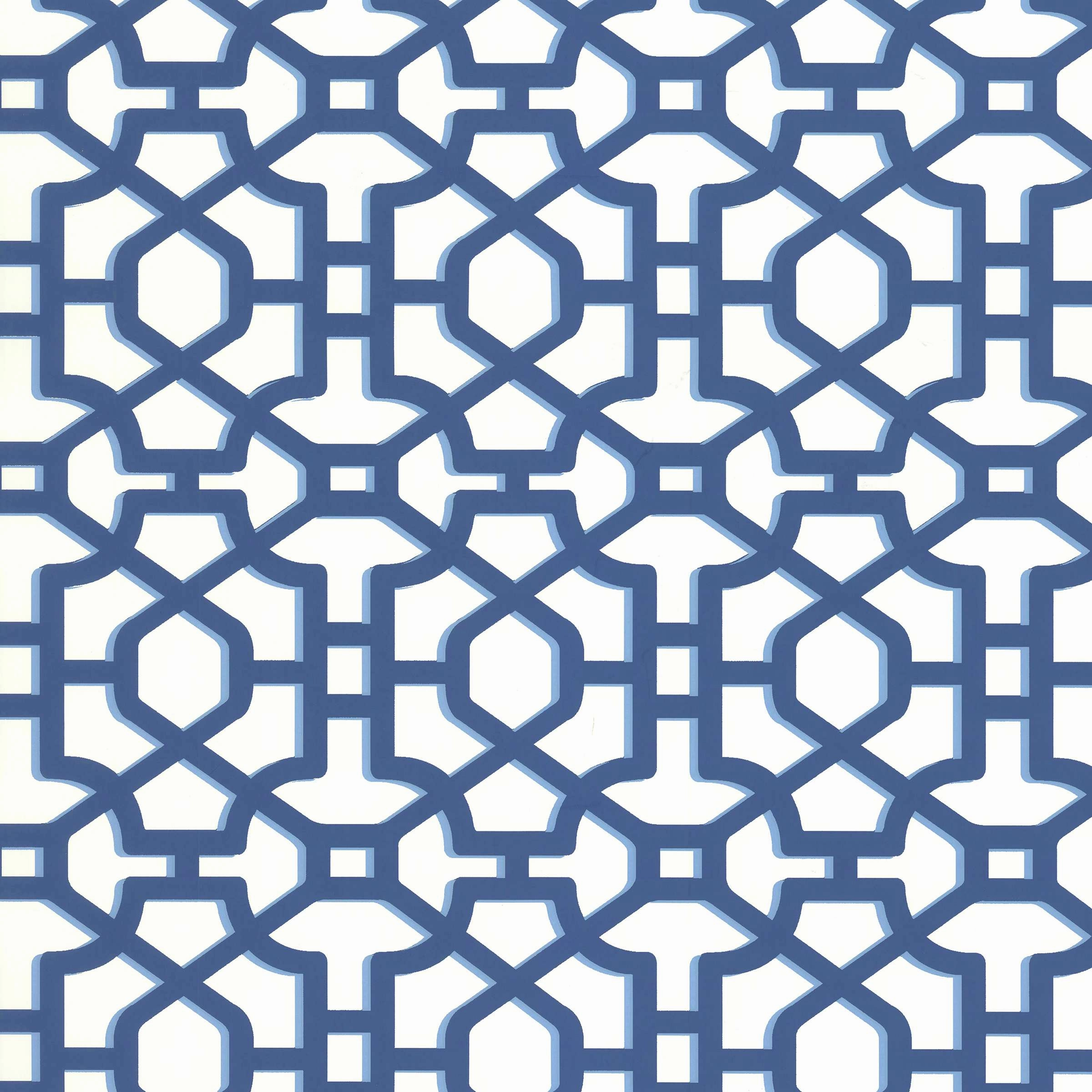 Chinois Lattice Navy Wallpaper
