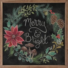 Christmas Chalk Merry Wood Framed Print 