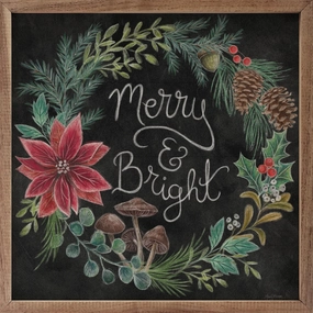 Christmas Chalk Merry Wood Framed Print 