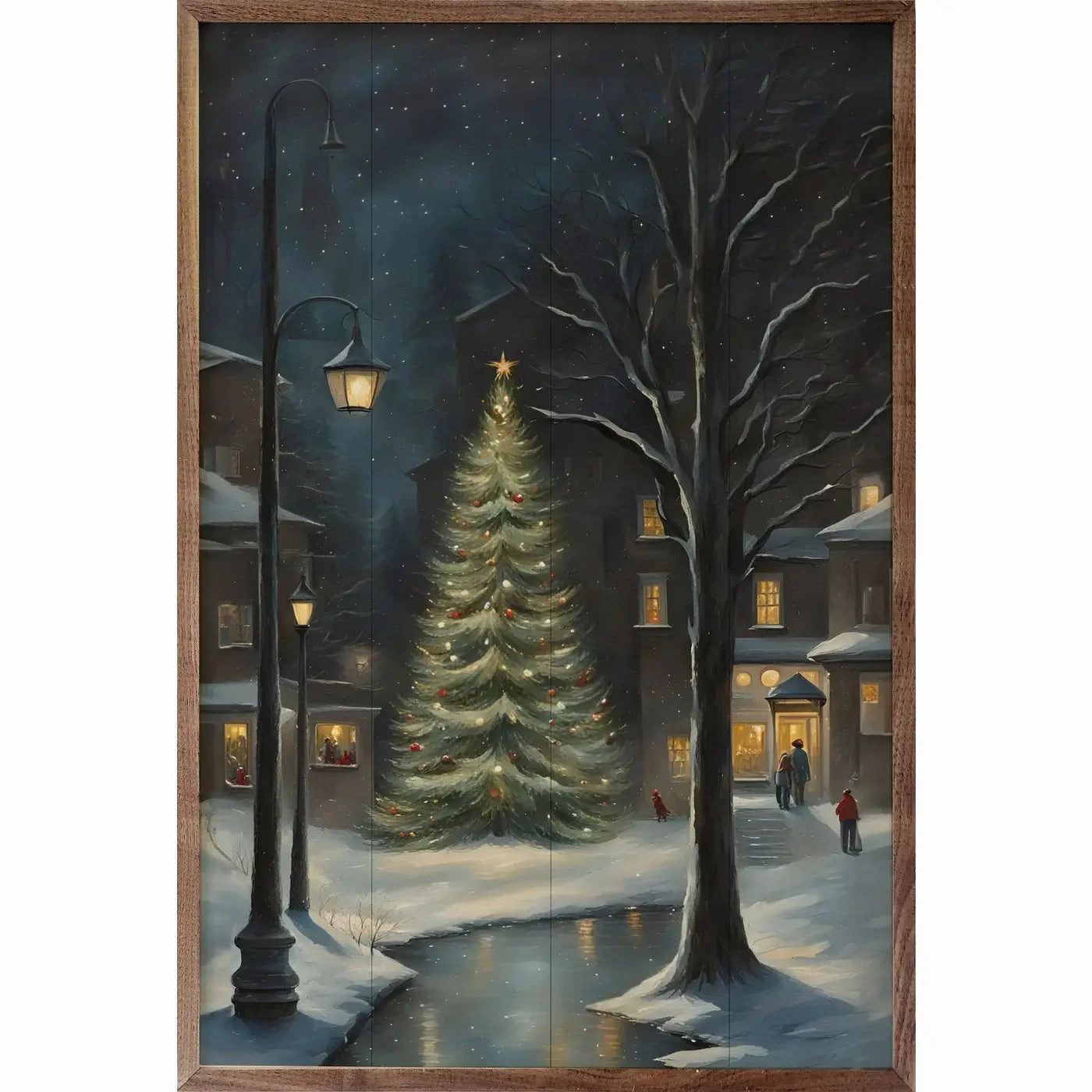 Christmas City Tree Wood Framed Print 