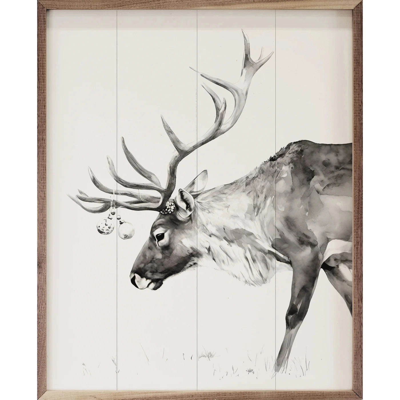 Christmas Reindeer Wood Framed Print 