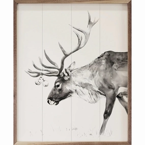 Christmas Reindeer Wood Framed Print 