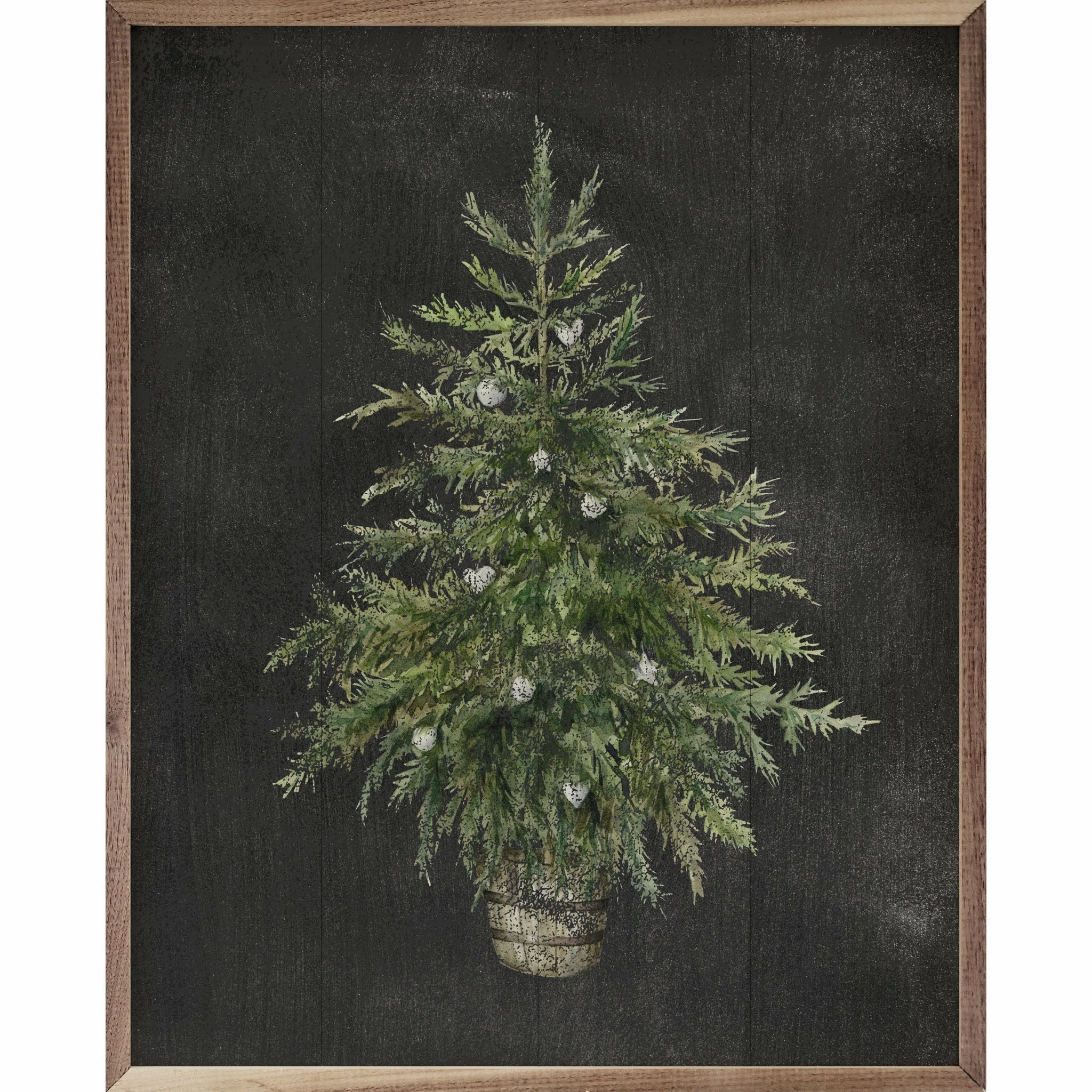 Christmas Tree Black Wood Framed Print 