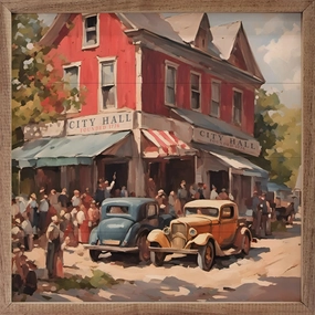 City Hall Wood Framed Print 