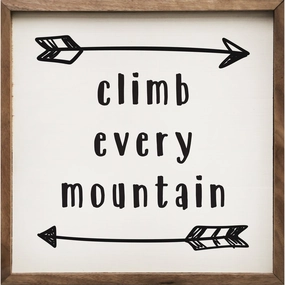 Climb Every Mountain Arrow White Wood Framed Print 