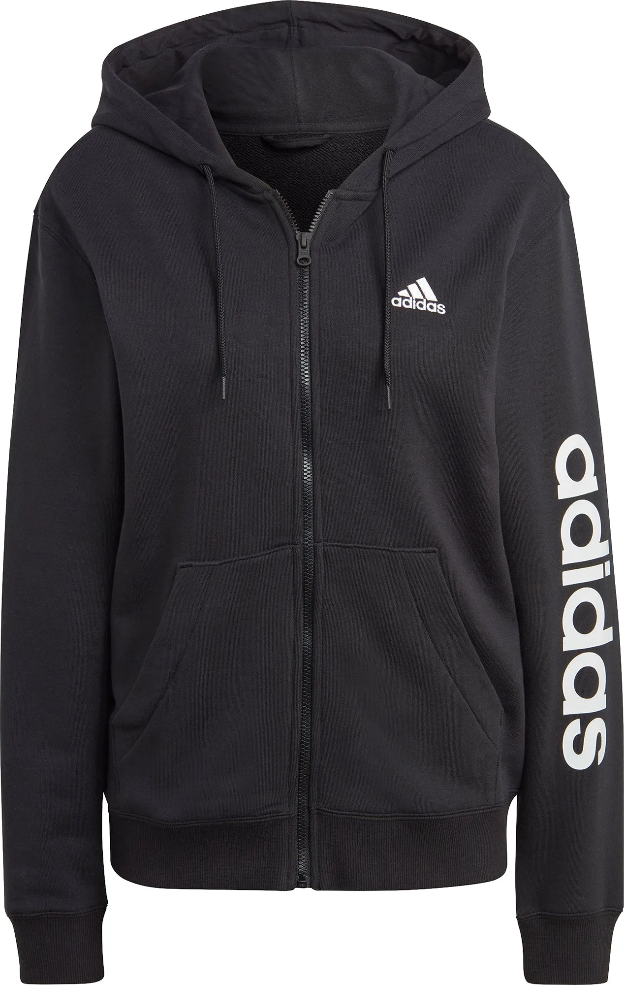 Clothing Adidas  Women adidas Essentials Linear French Terry Womens Full Zip Hoody - Black