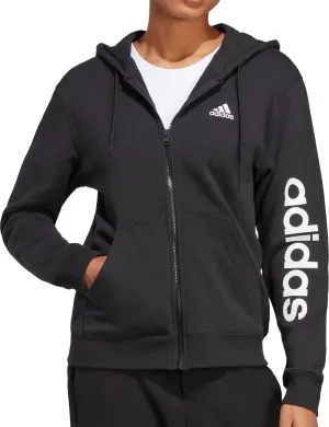 Clothing Adidas  Women adidas Essentials Linear French Terry Womens Full Zip Hoody - Black