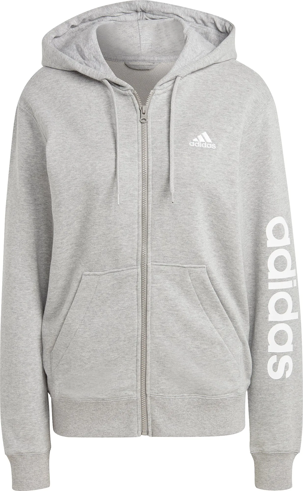 Clothing Adidas  Women adidas Essentials Linear French Terry Womens Full Zip Hoody - Grey