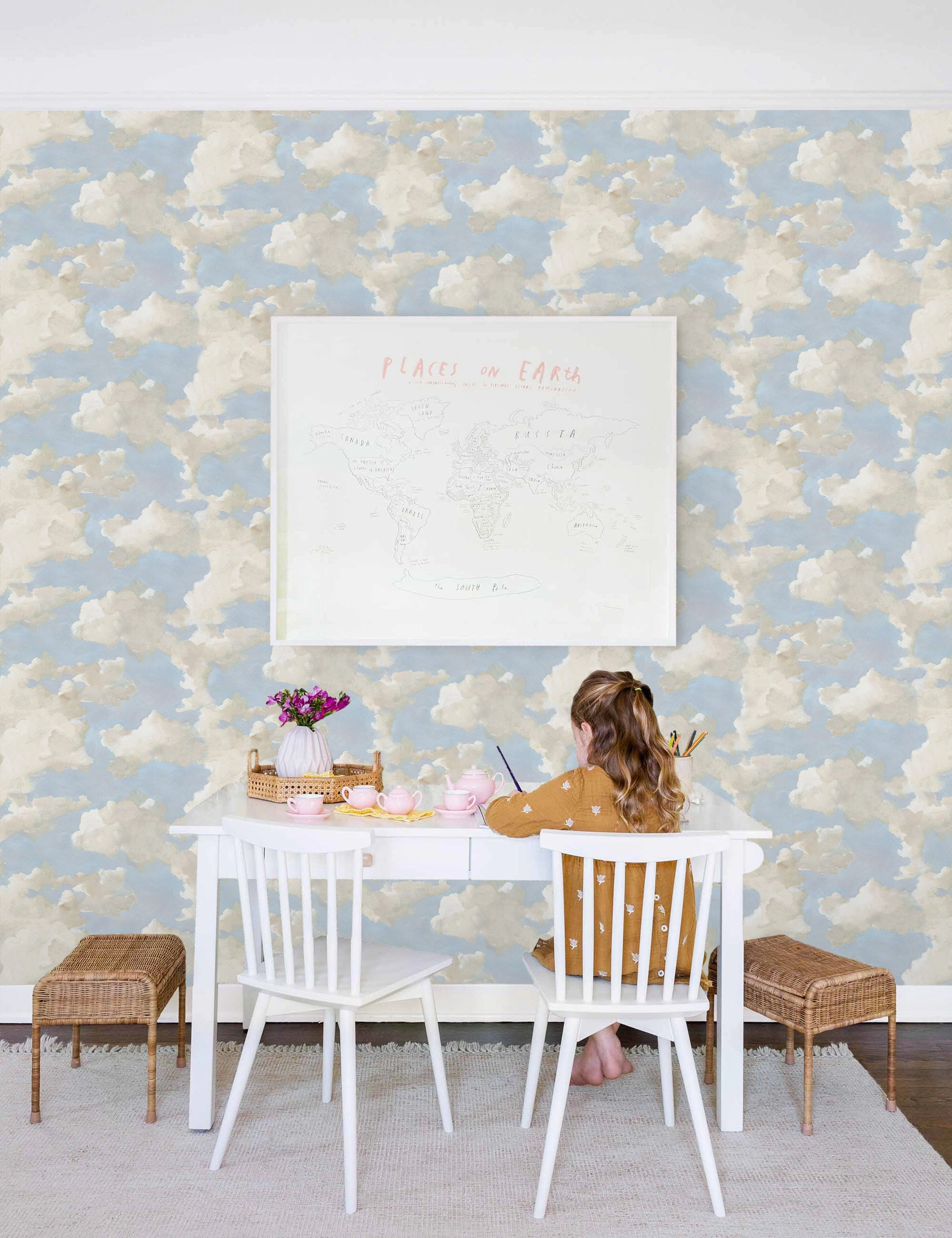 Clouds on Canvas Premium Peel   Stick Wallpaper