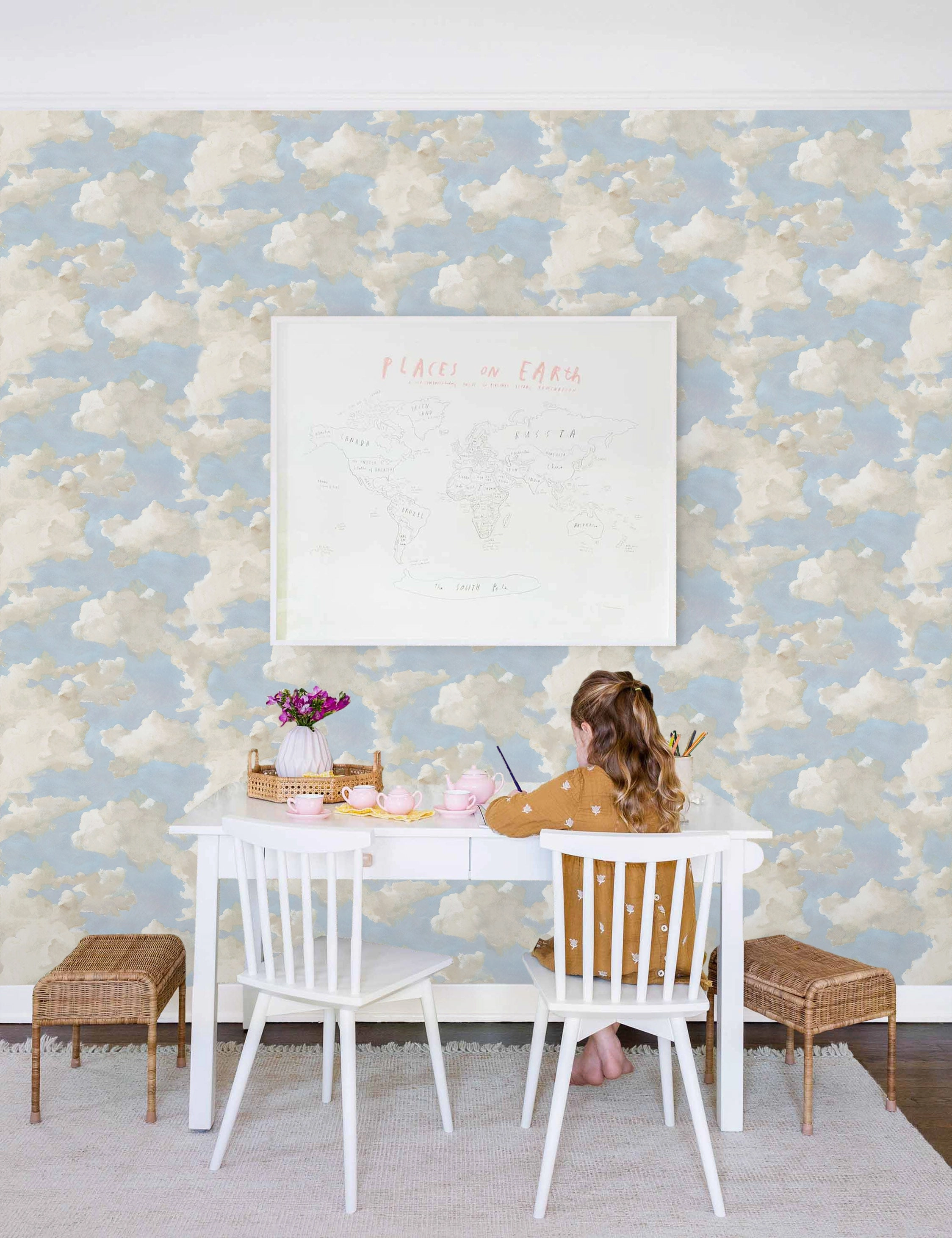 Clouds on Canvas Premium Peel   Stick Wallpaper