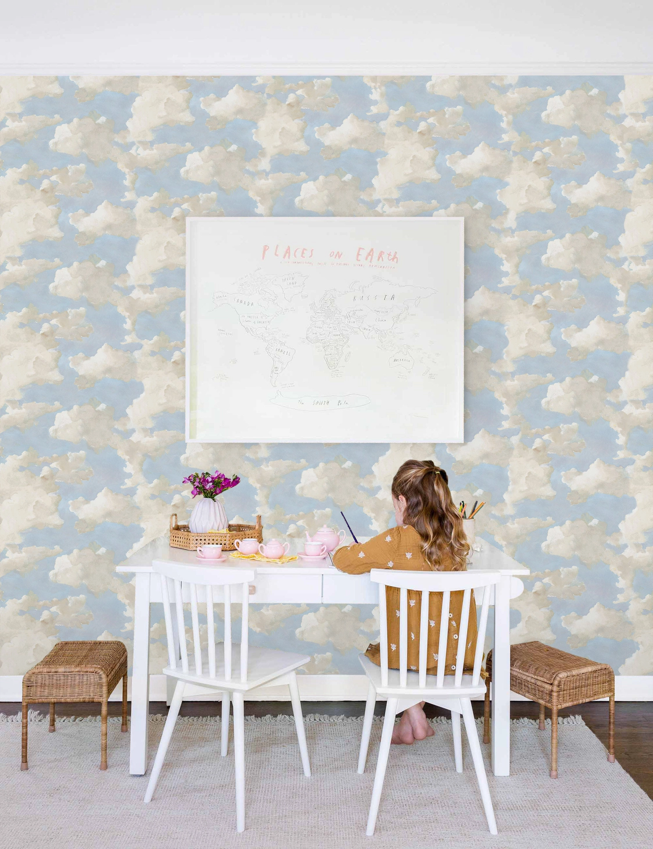 Clouds on Canvas Premium Peel   Stick Wallpaper