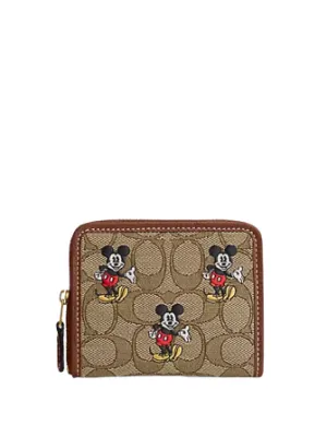 Coach Disney X Coach Small Zip Around Wallet In Signature Jacquard With Mickey Mouse Print Coach Bags