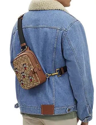 Coach Disney X Coach Track Pack 14 In Signature Jacquard With Mickey Mouse Print Coach Bags