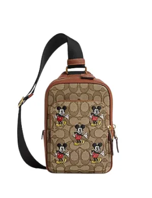Coach Disney X Coach Track Pack 14 In Signature Jacquard With Mickey Mouse Print Coach Bags
