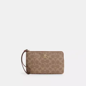 Coach Outlet Large Corner Zip Wristlet In Signature Canvas COACH Outlet Bags