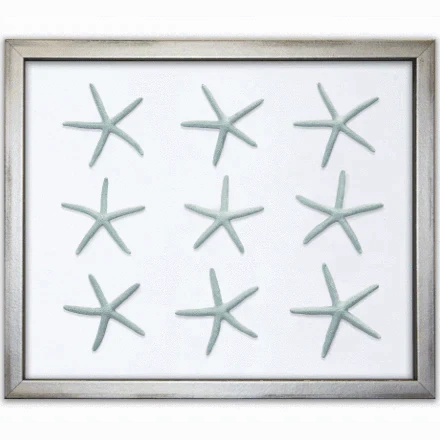 Coastal Blue Starfish on Silk Nautical Beach Framed Wall Art - Available in a Variety of Colors 