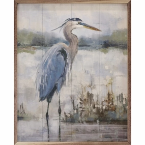 Coastal Heron 2 By Nina Blue Wood Framed Print 