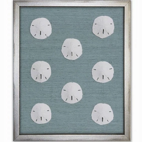 Coastal Sand Dollars on Silk Nautical Beach Framed Wall Art - Available in a Variety of Colors 