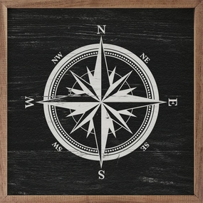 Compass Wood Framed Print 