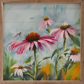 Coneflowers Wood Framed Print 
