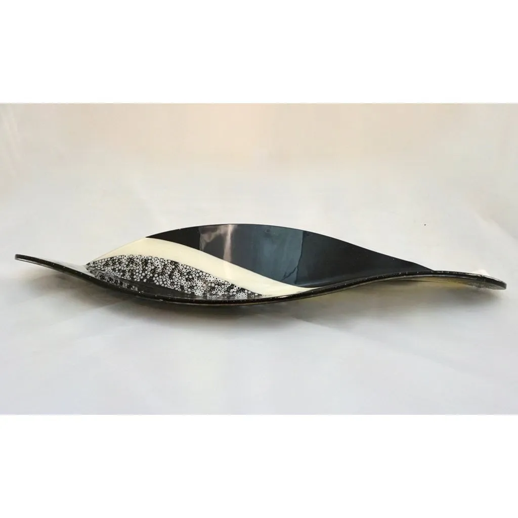 Contemporary Italian Black and White Murano Art Glass Mosaic Curved Centerpiece