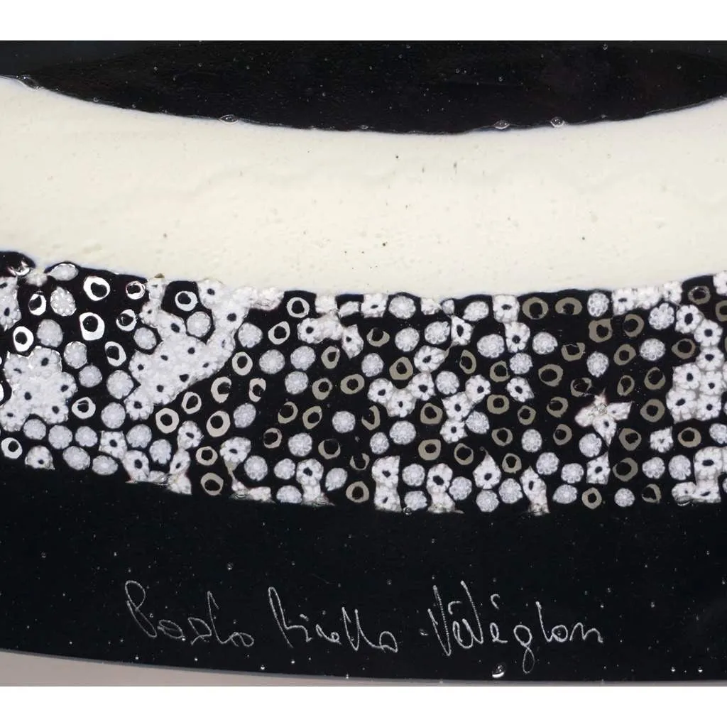 Contemporary Italian Black and White Murano Art Glass Mosaic Curved Centerpiece